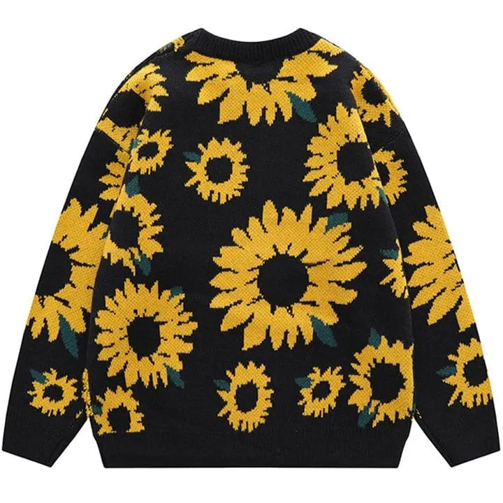 Sneakerhill® Fall Knit Sweater Flocked Sunflower Sneakerhill