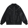 Sneakerhill® Faux Leather Zipper Jacket Star Sneakerhill