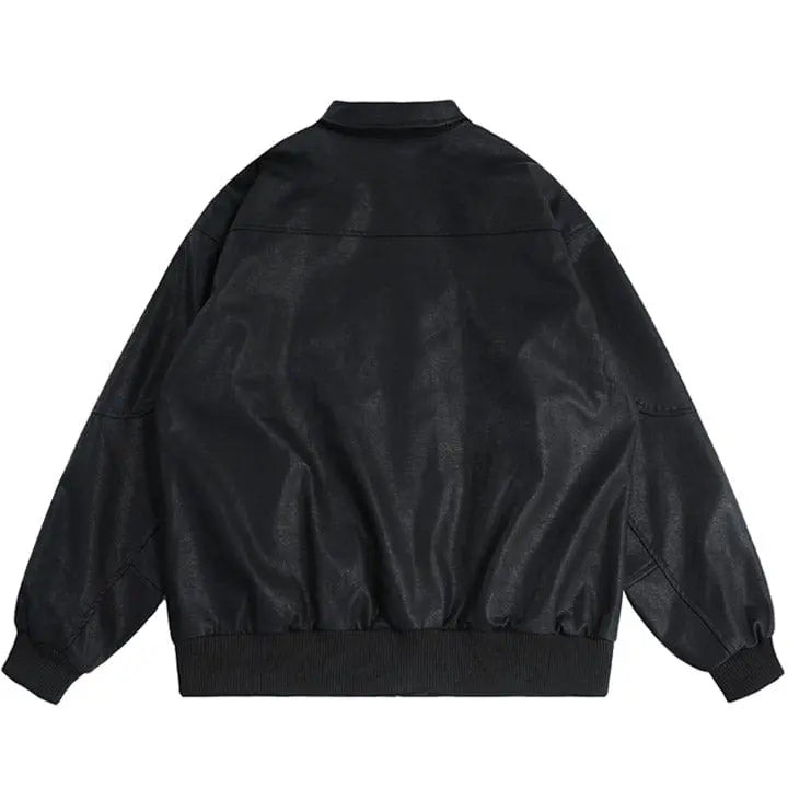 Sneakerhill® Faux Leather Zipper Jacket Star Sneakerhill