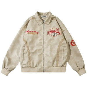 Sneakerhill® Faux Racing Jacket Embroidery Badge Sneakerhill