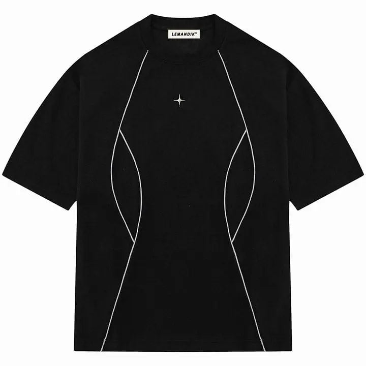 Sneakerhill® Faux Suede T-shirt with Reflective Strip - sneakerhillcom