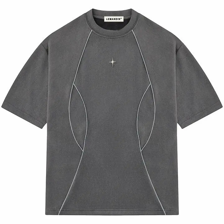 Sneakerhill® Faux Suede T-shirt with Reflective Strip - sneakerhillcom