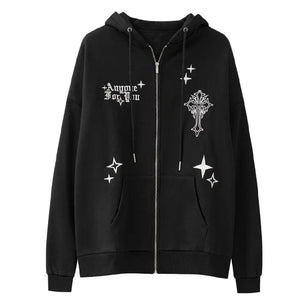 Sneakerhill® Fleece Zipper Hoodie Cross and Star - sneakerhillcom