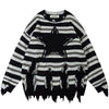 Sneakerhill® Fringed Striped Pullover Sweater Star - sneakerhillcom