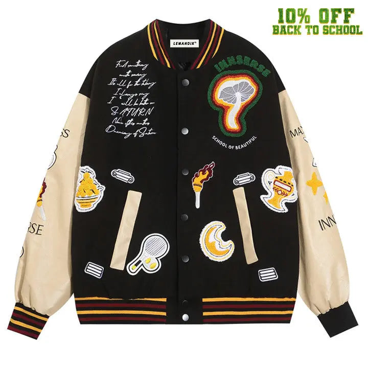 Sneakerhill® Funny Varsity Jacket Flock Tennis Ball Sneakerhill