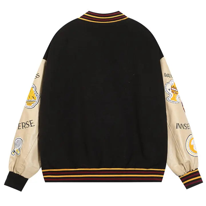 Sneakerhill® Funny Varsity Jacket Flock Tennis Ball Sneakerhill