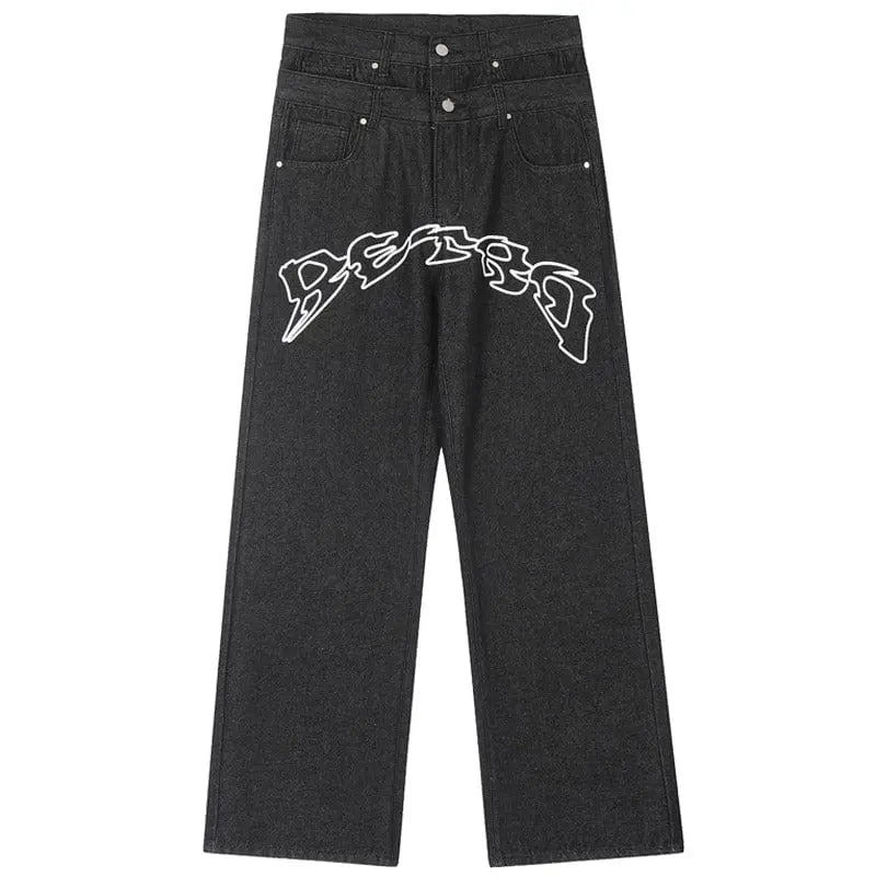 Sneakerhill® Gothic Black Jeans Star Print - sneakerhillcom