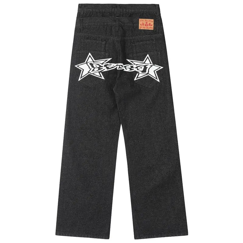 Sneakerhill® Gothic Black Jeans Star Print - sneakerhillcom