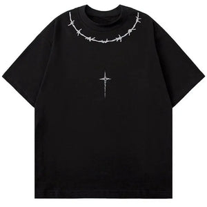 Sneakerhill® Gothic Graphic T-Shirt Thorn Print - sneakerhillcom