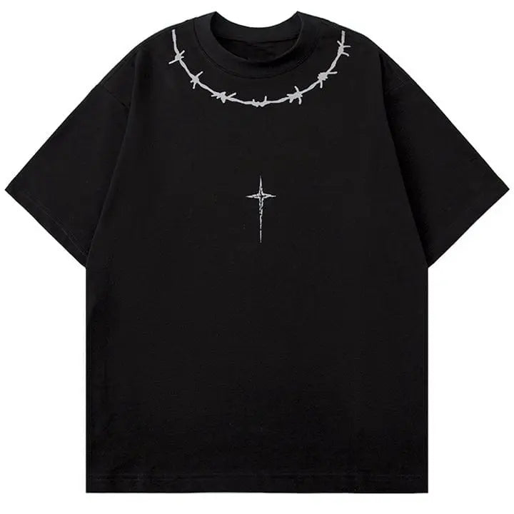 Sneakerhill® Gothic Graphic T-Shirt Thorn Print - sneakerhillcom