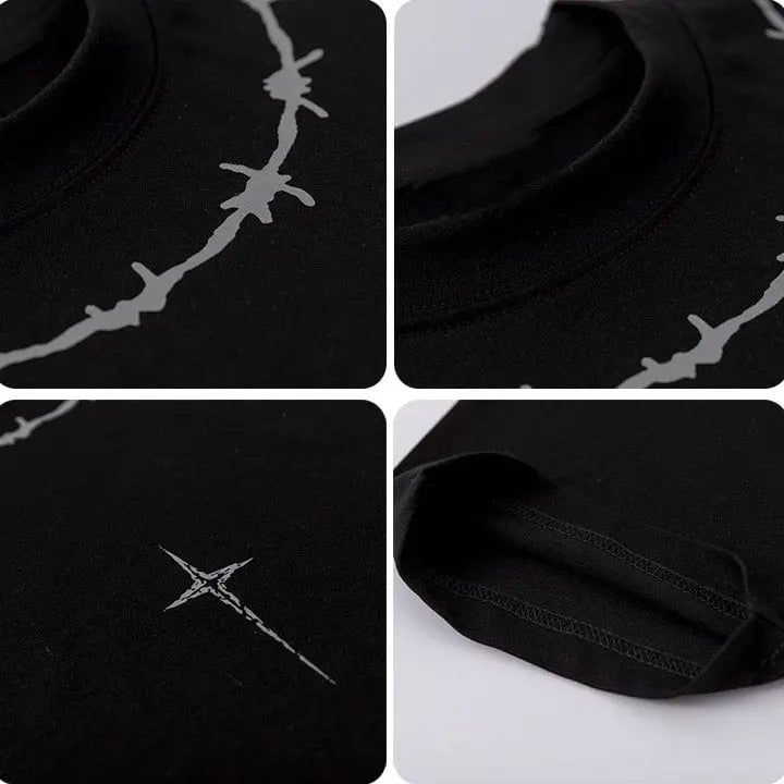 Sneakerhill® Gothic Graphic T-Shirt Thorn Print - sneakerhillcom