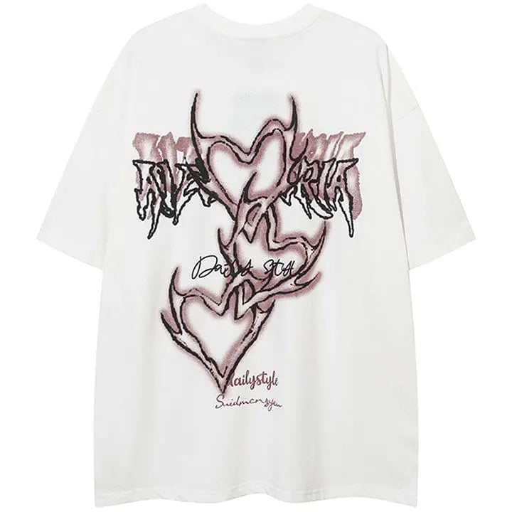 Sneakerhill® Gothic Graphic T-shirt Devil Heart - sneakerhillcom