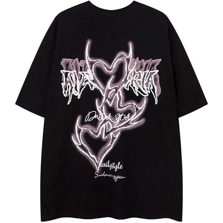 Sneakerhill® Gothic Graphic T-shirt Devil Heart - sneakerhillcom