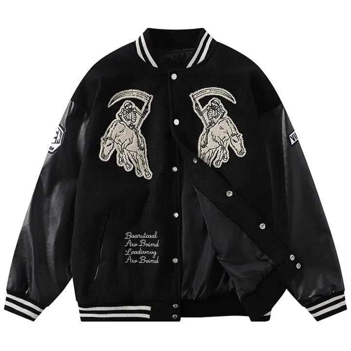 Sneakerhill® Gothic Grim Reaper Varsity Jacket - sneakerhillcom