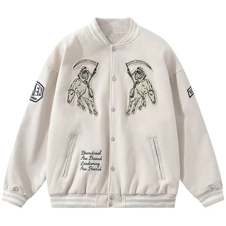 Sneakerhill® Gothic Grim Reaper Varsity Jacket - sneakerhillcom