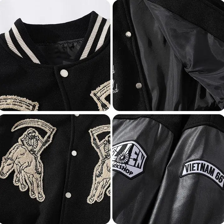 Sneakerhill® Gothic Grim Reaper Varsity Jacket - sneakerhillcom