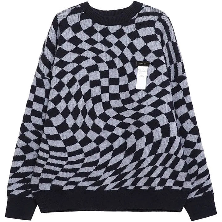 Sneakerhill® High Street Checkerboard Jacquard Sweater - sneakerhillcom