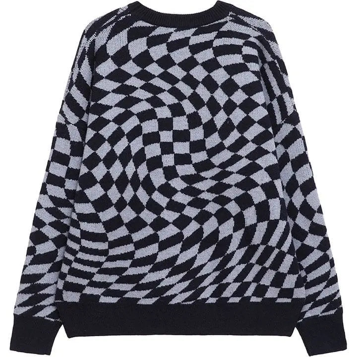 Sneakerhill® High Street Checkerboard Jacquard Sweater - sneakerhillcom