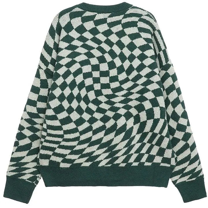 Sneakerhill® High Street Checkerboard Jacquard Sweater - sneakerhillcom