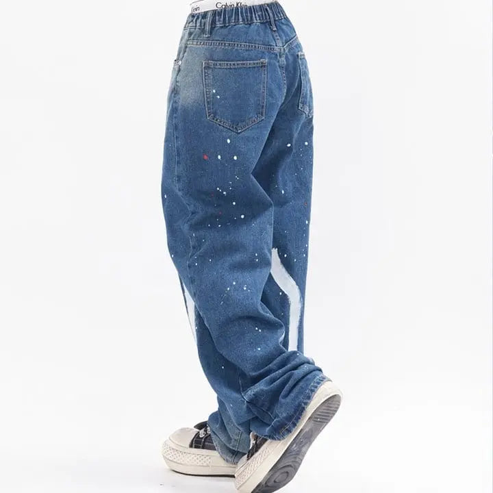 Sneakerhill® High Street Elastic Waist Pleated Jeans - sneakerhillcom