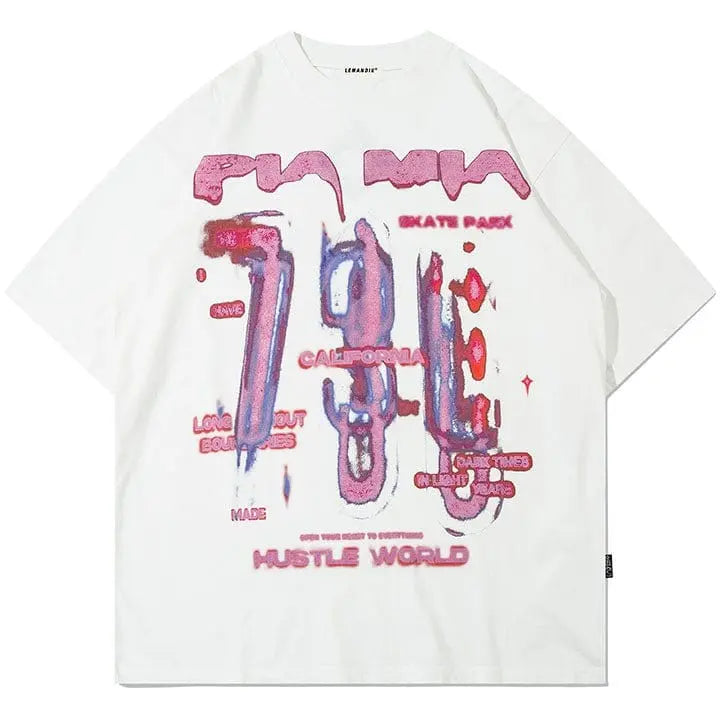 Sneakerhill® High Street Graffiti T-shirt Letter Print - sneakerhillcom