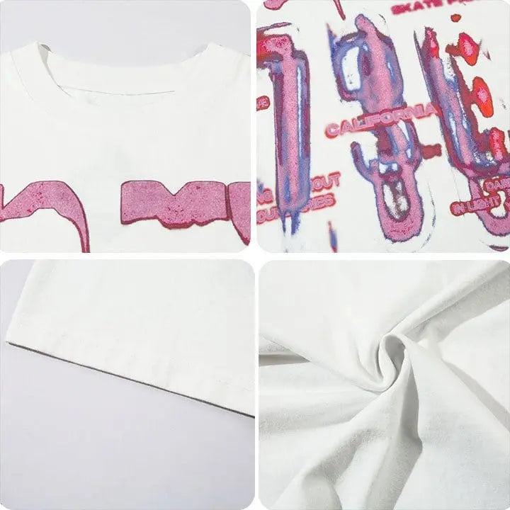 Sneakerhill® High Street Graffiti T-shirt Letter Print - sneakerhillcom