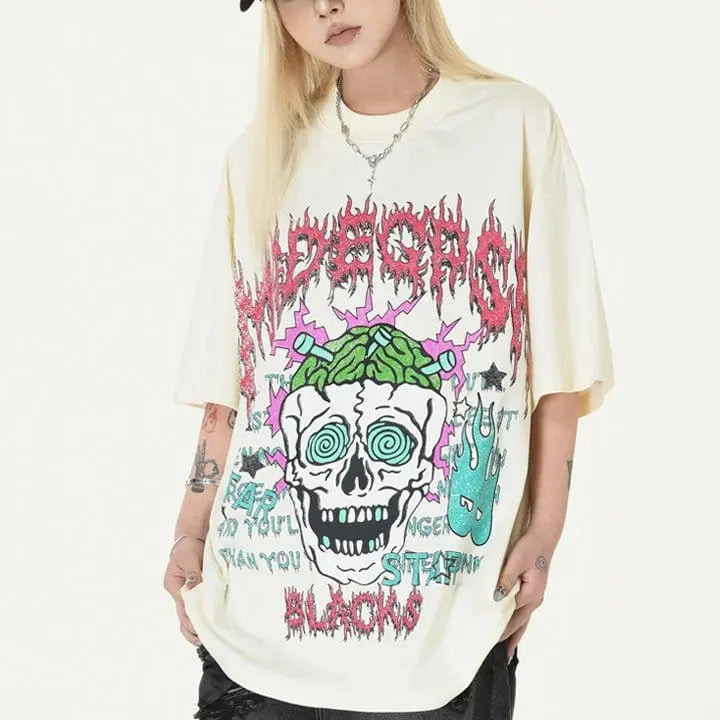 Sneakerhill® High Street T-shirt Colorful Skull - sneakerhillcom