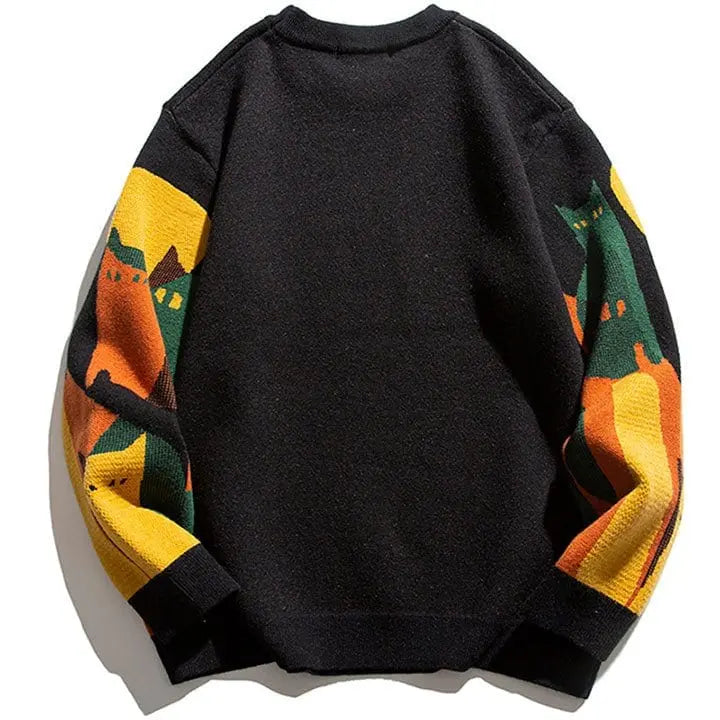 Sneakerhill® Japanese Knitted Sweater Abstract Cat - sneakerhillcom