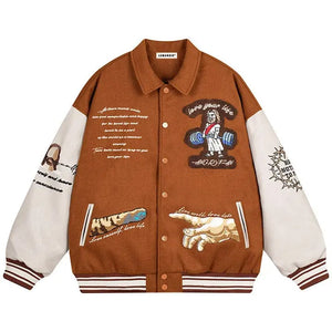 Sneakerhill® Jesus Riding Skateboard Varsity Jacket - sneakerhillcom