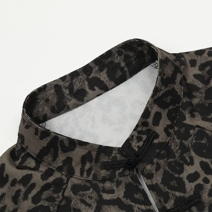 Sneakerhill® Leopard Button Up Shirt Embroidery Star - sneakerhillcom