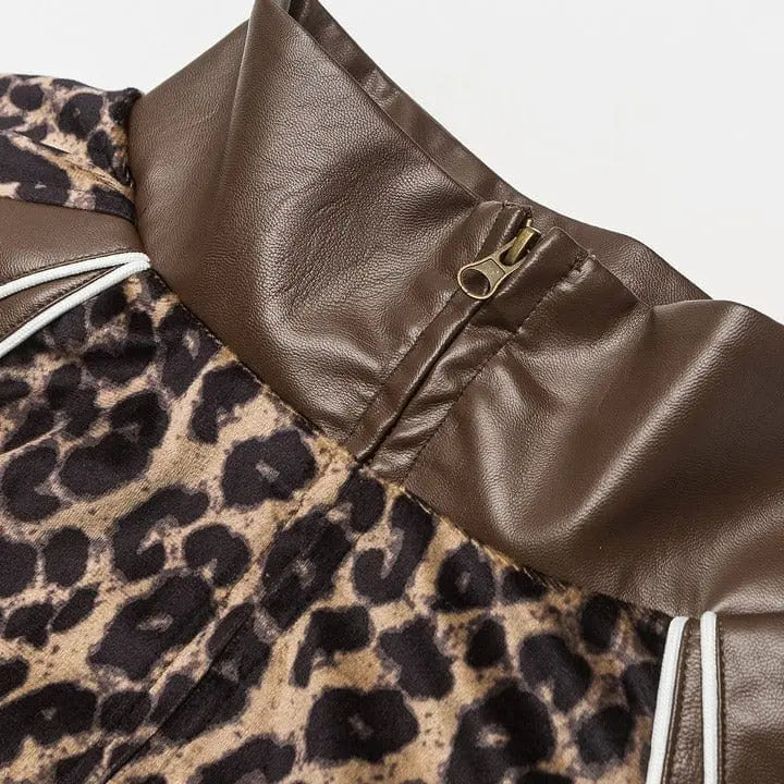 Sneakerhill® Leopard Patchwork Bomber Jacket - sneakerhillcom