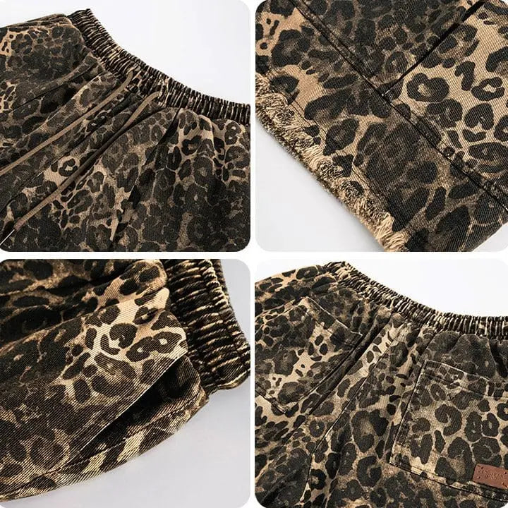 Sneakerhill® Leopard Print Shorts with Elastic Waist - sneakerhillcom