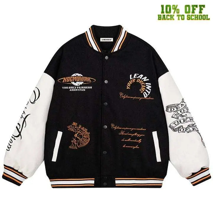 Sneakerhill® Letterman Varsity Jacket Broken Clock - sneakerhillcom