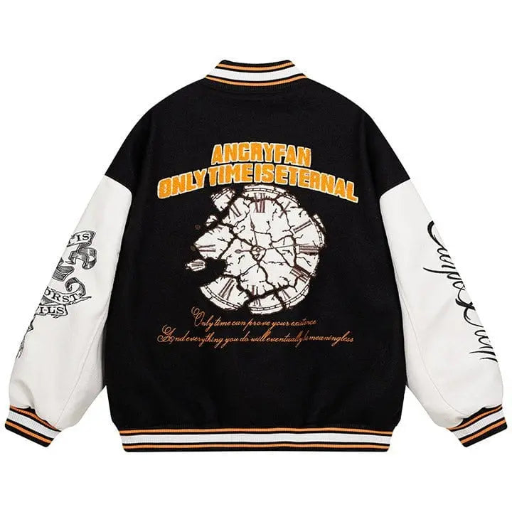 Sneakerhill® Letterman Varsity Jacket Broken Clock - sneakerhillcom