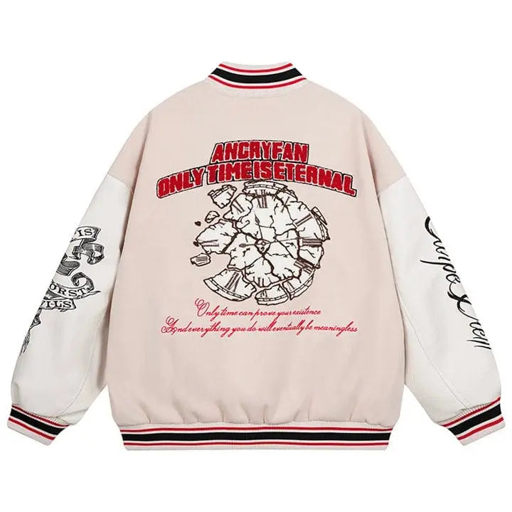 Sneakerhill® Letterman Varsity Jacket Broken Clock - sneakerhillcom