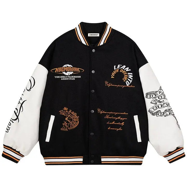 Sneakerhill® Letterman Varsity Jacket Broken Clock - sneakerhillcom