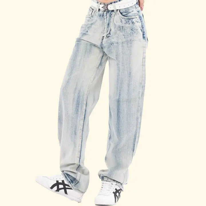 Sneakerhill® Loose Fit Acid Washed Skate Jeans - sneakerhillcom