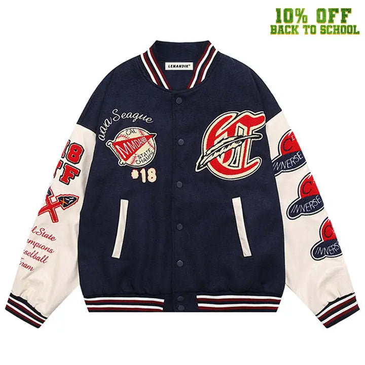 Sneakerhill® MMDANBR Varsity Jacket Embroider Baseball - sneakerhillcom