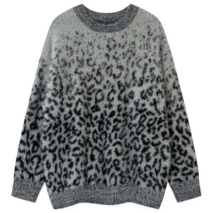 Sneakerhill® Mohair Knit Sweater Full Leopard - sneakerhillcom