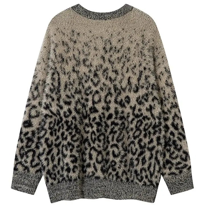 Sneakerhill® Mohair Knit Sweater Full Leopard - sneakerhillcom