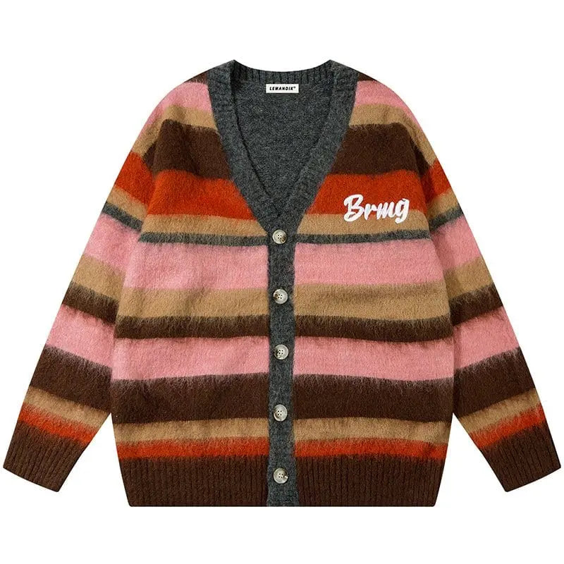 Sneakerhill® Mohair Striped Cardigan Sweater - sneakerhillcom