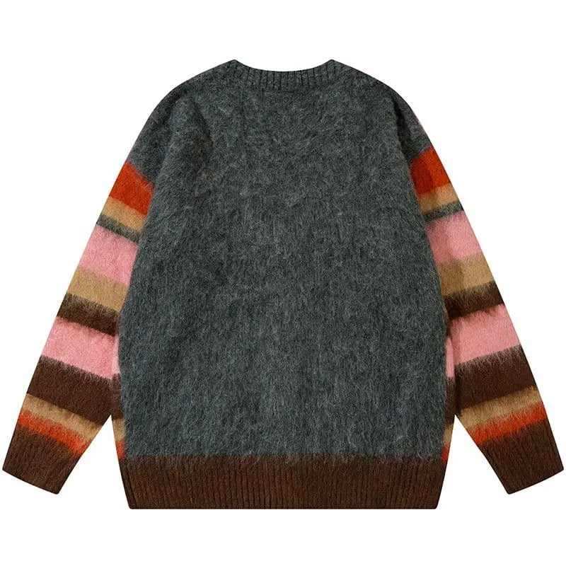 Sneakerhill® Mohair Striped Cardigan Sweater - sneakerhillcom