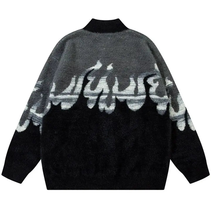 Sneakerhill® Mohair Zipper Knit Sweater Flame - sneakerhillcom