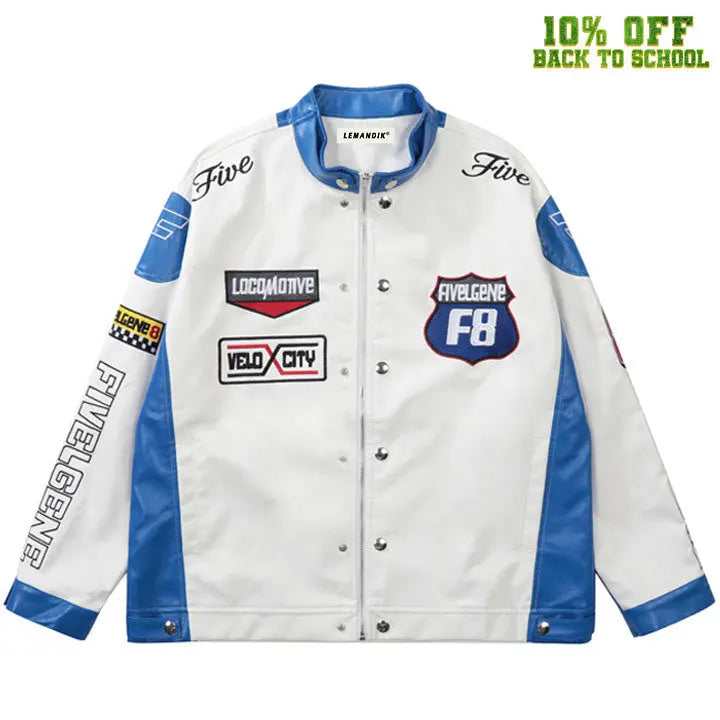 Sneakerhill® Motorcycle PU Leather Racing Jacket - sneakerhillcom