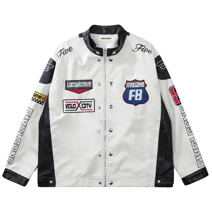 Sneakerhill® Motorcycle PU Leather Racing Jacket - sneakerhillcom