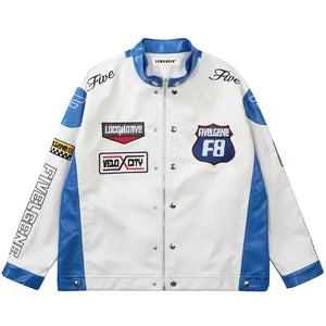 Sneakerhill® Motorcycle PU Leather Racing Jacket - sneakerhillcom