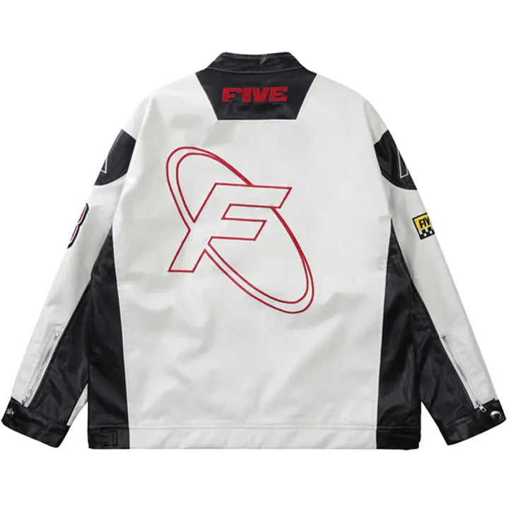 Sneakerhill® Motorcycle PU Leather Racing Jacket - sneakerhillcom