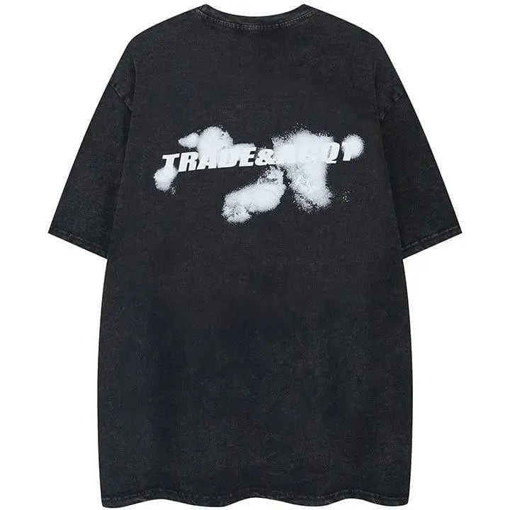 Sneakerhill® Old School Washed T-shirt Flame Battle - sneakerhillcom