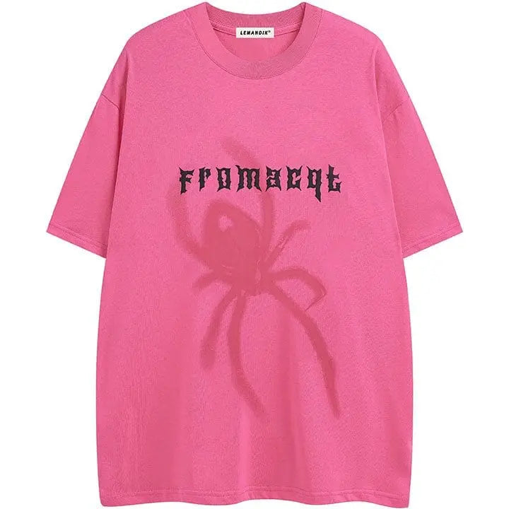 Sneakerhill® Oversize Cotton T-shirt Spider Print - sneakerhillcom