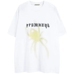 Sneakerhill® Oversize Cotton T-shirt Spider Print - sneakerhillcom